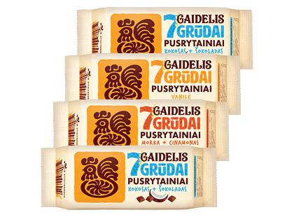 Prekė: Sausainiai GAIDELIS 7 GRŪDAI, 3 rūšių, 2 pak. × 160 g