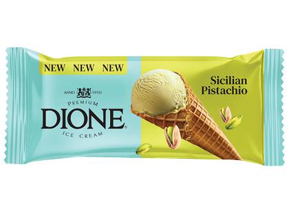 Prekė: Sicilijos pistacijų skonio valgomieji ledai ragelyje DIONE*, 68 g