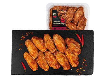 Prekė: BBQ padažo skonio viščiukų broilerių sparnelių vid. dalys WELL DONE*, 500 g