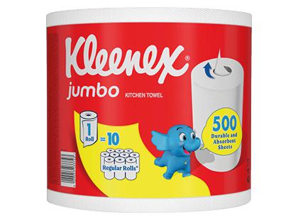 Popieriniai rankšluosčiai KLEENEX JUMBO*, 2 sluoksnių, 1 rit. (500 lapelių)