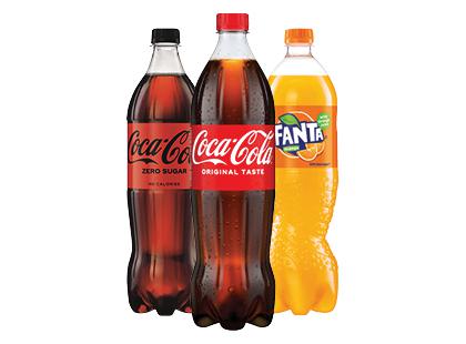 Gazuotas gėrimas COCA-COLA; COCA-COLA ZERO; FANTA, 3 rūšių, 1 l