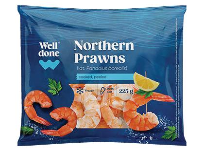 Šaldytos šiaurinės dryžakojės krevetės WELL DONE*, 225 g