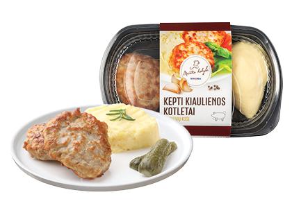 Prekė: Kepti kiaulienos kotletai su bulvių koše, fasuoti, 300 g￼