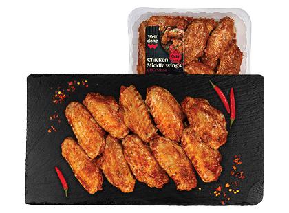 Viščiukų broilerių sparnelių vid. dalys barbekiu marinate WELL DONE, 500 g