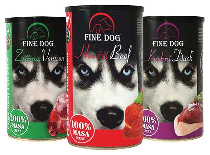 Prekė: Konservuotas šunų ėdalas FINE DOG, 3 rūšių, 1,2 kg