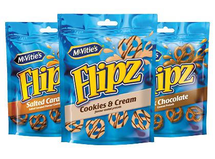 Prekė: Breceliai MCVITIE’S FLIPZ*, 3 rūšių, 90 g