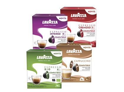 Prekė: Kavos kapsulės LAVAZZA, 4 rūšių, 1 dėž. (16 vnt. x 8–12,5 g)
