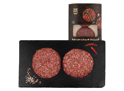 Prekė: Brandinti jautienos mėsainių maltiniai WELL DONE*, 1 pak. (2 vnt. × 110 g)