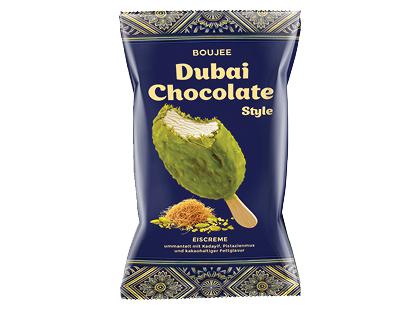 Valgomieji Dubajaus šokolado stiliaus ledai ant pagaliuko BOUJEE*, 55 g