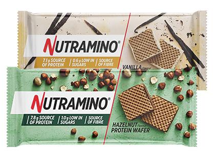 Baltyminiai vafliai NUTRAMINO*, 2 rūšių, 39 g