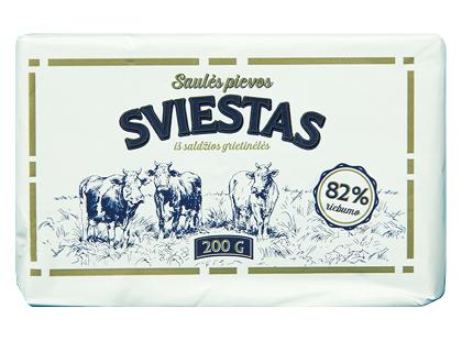 Saldžios grietinėlės sviestas SAULĖS PIEVOS*, 82 % rieb., 200 g