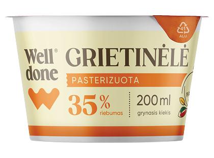 Pasterizuota grietinėlė WELL DONE*, 35 % rieb., 200 ml