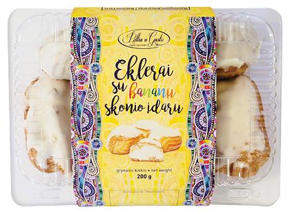 Eklerai su bananų skonio įdaru*, fasuoti, 200 g