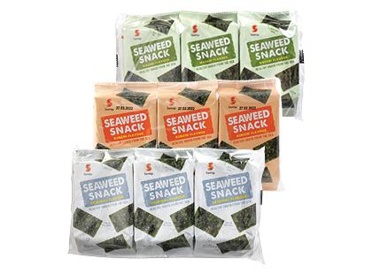 Jūrų dumblių užkandis SAMLIP*, 3 rūšių, 1 pak. (3 pak. × 4 g)