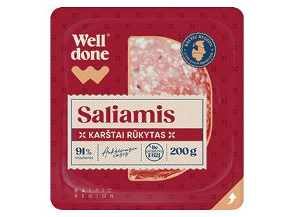 Karštai rūkytas pjaustytas saliamis WELL DONE*, a. r., 200 g
