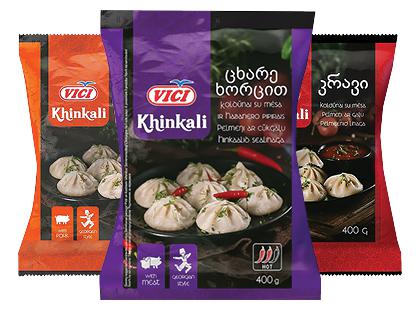 Prekė: Šaldyti koldūnai su įdaru VIČI KHINKALI*, 3 rūšių, 400 g