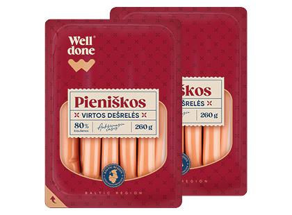 Virtos PIENIŠKOS dešrelės WELL DONE, a. r., 2 pak. × 260 g