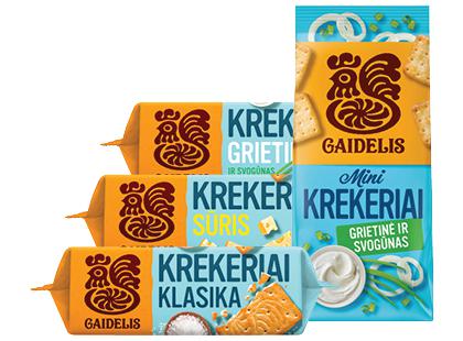 Krekeriai GAIDELIS*, 6 rūšių, 2 pak. × 70–72 g