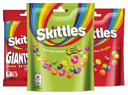 Kramtomieji saldainiai SKITTLES*, 3 rūšių, 116–152 g