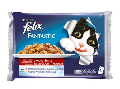 Prekė: Konservuotas kačių ėdalas FELIX FANTASTIC su mėsa, 400 g