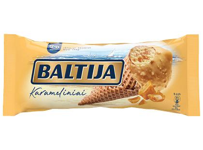 Karameliniai valgomieji grietininiai ledai ragelyje BALTIJA*, 83 g