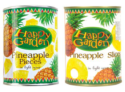 Konservuoti ananasai HAPPY GARDEN, 2 rūšių, 565 g