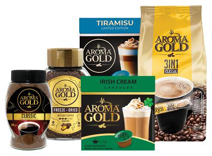 Tirpiajai kavai, kavos mišiniams ir kavos kapsulėms AROMA GOLD*