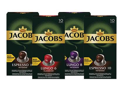 Prekė: Kavos kapsulės JACOBS, 3 rūšių, 2 dėž. x 1 dėž. (10 vnt.)