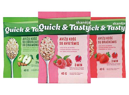 Prekė: Greitai paruošiama avižinė košė SKANĖJA QUICK & TASTY*, 5 rūšių, 3 pak. × 40 g