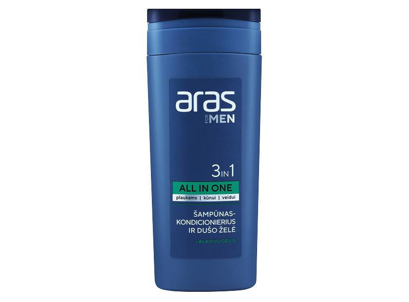 Vyriškas šampūnas-kondicionierius ir dušo želė ARAS 3IN1, 250 ml