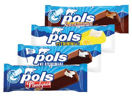 Plombyras; valgomieji ledai ant pagaliuko POLS*, 7 rūšių, 2 vnt. × 75 g