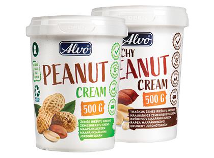 Traškus; kreminis žemės riešutų kremas ALVO*, 2 rūšių, 500 g