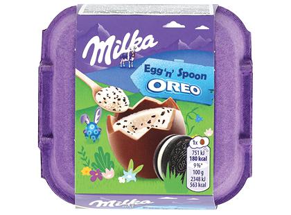 Šokoladiniai kiaušiniai MILKA su sausainių OREO gabaliukais, 128 g