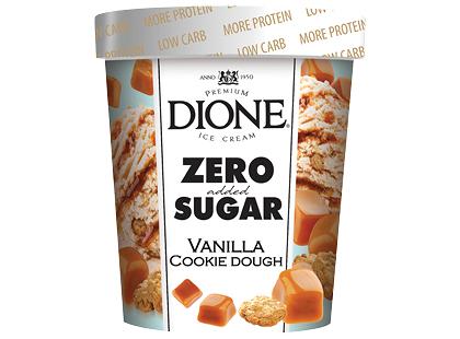 Valgomieji ledai DIONE ZERO su sausainių tešlos gabaliukais*, 300 g