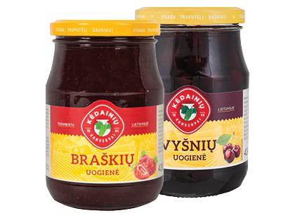 KĖDAINIŲ KONSERVŲ FABRIKO braškių; vyšnių uogienė*, 2 rūšių, 430 g