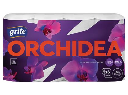 Prekė: Tualetinis popierius GRITE ORCHIDEA*, 3 sluoksnių, 1 pak. (16 rit.)