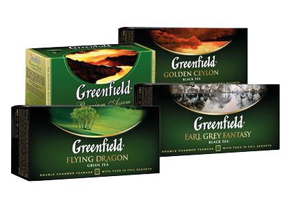 Prekė: Juodoji; žalioji arbata GREENFIELD, 4 rūšių, 1 dėž. (25 pak.)