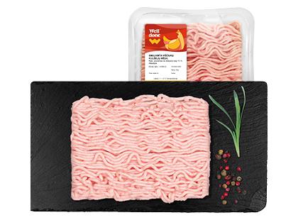 Prekė: Šviežia smulkinta vištų kulšelių mėsa WELL DONE, rieb. mažesnis negu 20 %, 400 g