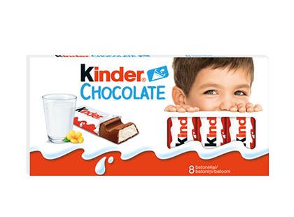 Prekė: Pieninio šokolado plytelės KINDER CHOCOLATE su pieniniu įdaru, 1 dėž. (8 vnt. x 12,5 g)
