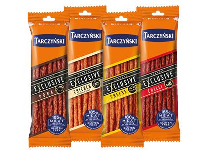 Karštai rūkytos dešrelės TARCZYNSKI KABANOSI*, 4 rūšių, II r., 2 vnt. × 105 g