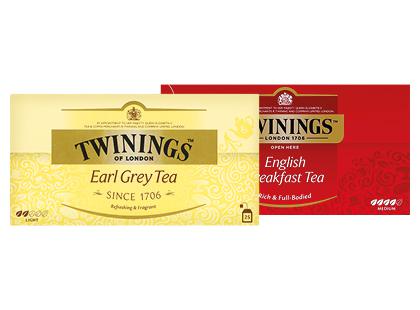 Juodoji arbata TWININGS EARL GREY; ENGLISH BREAKFAST*, 2 rūšių, 1 dėž. (25 vnt.)