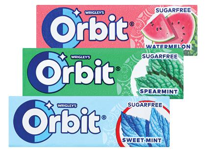 Kramtomoji guma ORBIT*, 3 rūšių, 14 g
