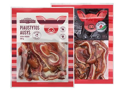 ROKIŠKIO MĖSINĖS pjaustytos rūkytos kiaulių ausys*, 2 rūšių, a. r.; I r., 200 g