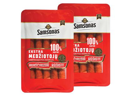 Karštai rūkytos SAMSONO MEDŽIOTOJŲ dešrelės, a. r., 2 pak. x 200 g