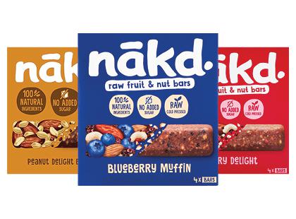 Batonėlis NAKD*, 3 rūšių, 1 dėž. (4 pak. × 35 g)