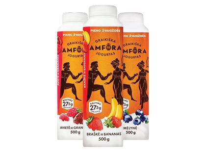 Geriamasis jogurtas GRAIKIŠKA AMFORA*, 3 rūšių, 2,4–2,9 % rieb., 500 g