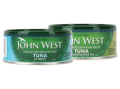 Tunai savo sultyse; saulėgrąžų aliejuje JOHN WEST*, 2 rūšių, 160 g