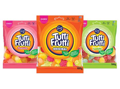 Guminukai TUTTI FRUTTI*, 3 rūšių, 180 g
