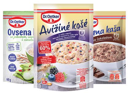 Greitai paruošiama avižinė košė DR. OETKER*, 3 rūšių, 60–62 g