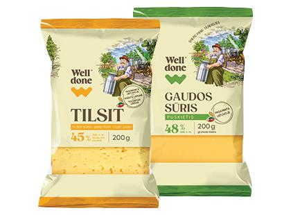 Fermentuotas GAUDOS; TILŽĖS sūris WELL DONE*, 45–48 % rieb. s. m., 2 rūšių, 200 g